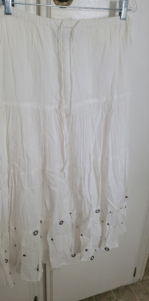 Plus size, 100% cotton, broomstick skirt with beading at hem!